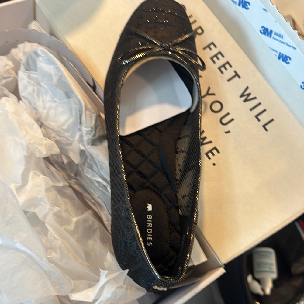 Birdies Black Quilted Flats with Bow Detail